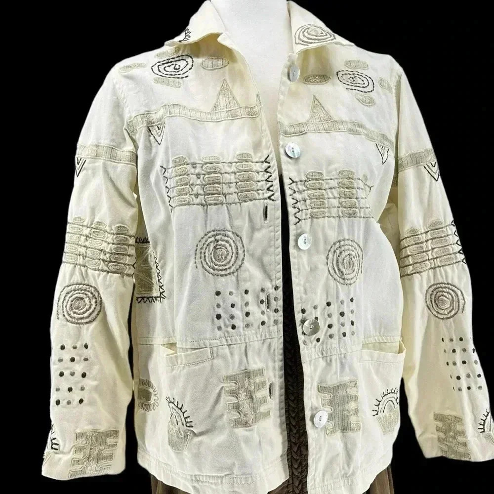 Vintage 90s brownstone studio NY embroidered jacket